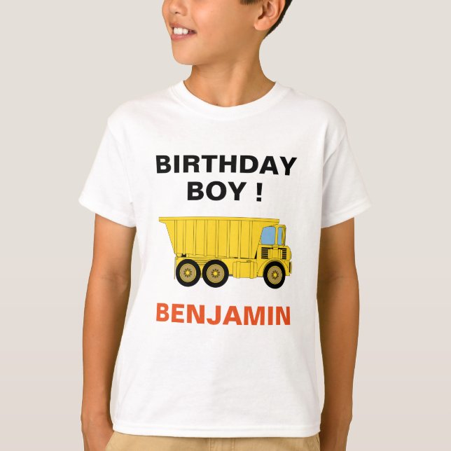 Camiseta Cumpleaños de Camión de Volteo de Construcción (Anverso)