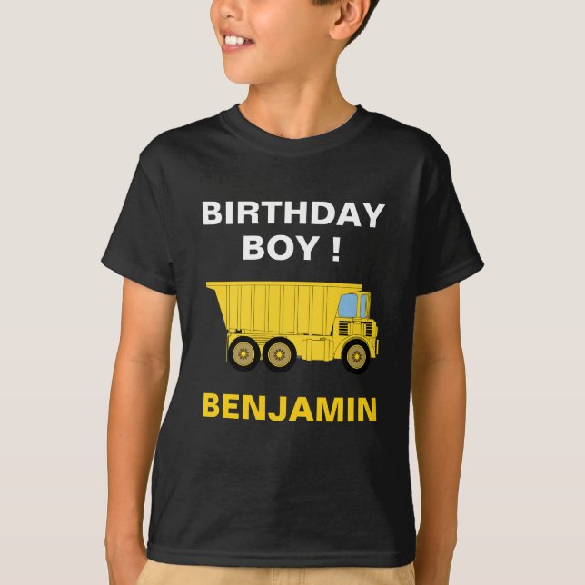 Camiseta Cumpleaños de Camión de Volteo de Construcción (Anverso)