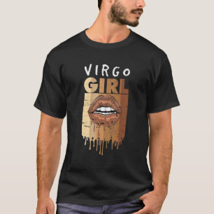 Camiseta Cumpleaños de chica Virgo labios goteando melanina