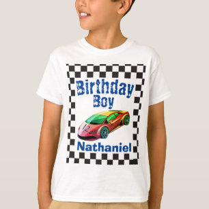 Camiseta Cumpleaños de coche de carreras deportivo para niñ