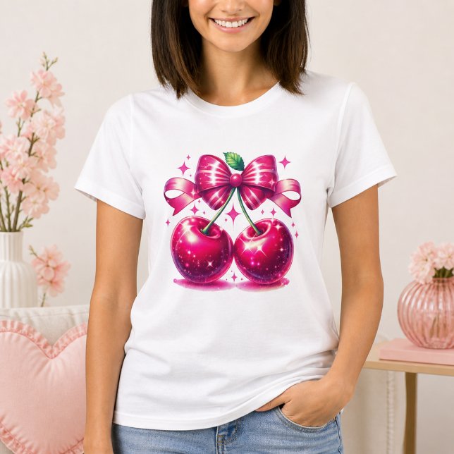 Camiseta Cumpleaños de Coquette Acuarela Cereza 1 (Watercolor Coquette Cherry 1st Birthday T-Shirt)
