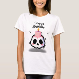 Camiseta Cumpleaños de Cráneo Goth Pastel Lindo