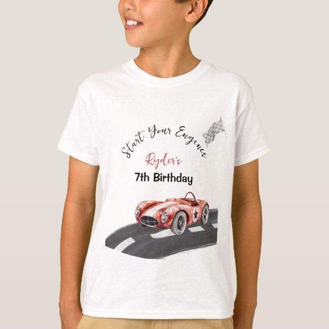Camiseta Cumpleaños de cualquier edad para empezar tu motor (Anverso)