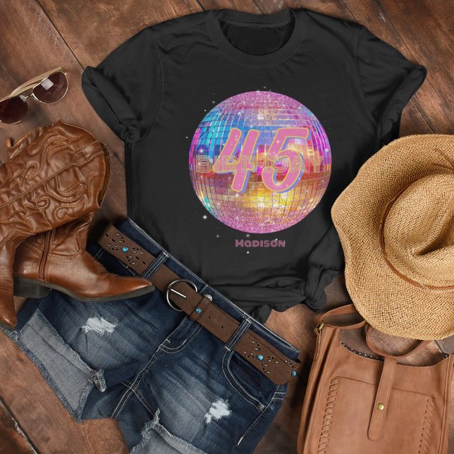 Camiseta Cumpleaños de cualquier edad retro bola de discote (Subido por el creador)