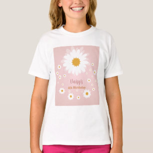 Camiseta Cumpleaños de cualquier edad Rosa Daisy 