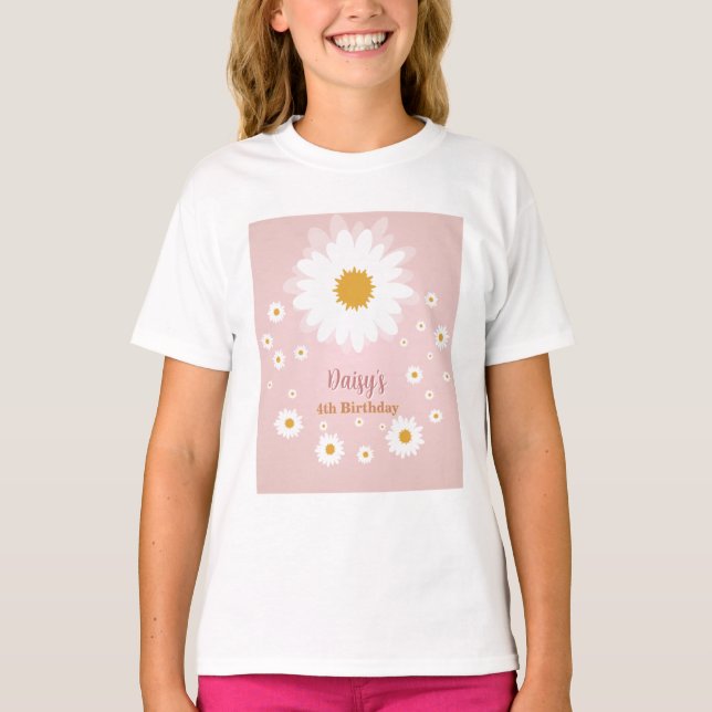 Camiseta Cumpleaños de cualquier edad Rosa Daisy  (Anverso)