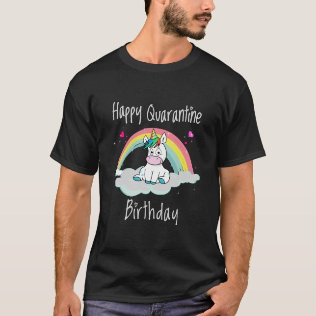 Camiseta Cumpleaños de Cuarentena Unicornio arcoíris (Anverso)
