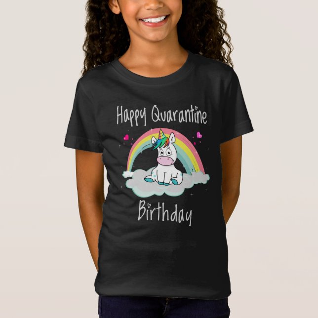 Camiseta Cumpleaños de Cuarentena Unicornio arcoíris (Anverso)