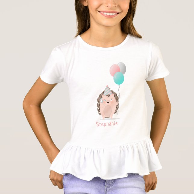 Camiseta Cumpleaños de Cute Hedgehog (Anverso)