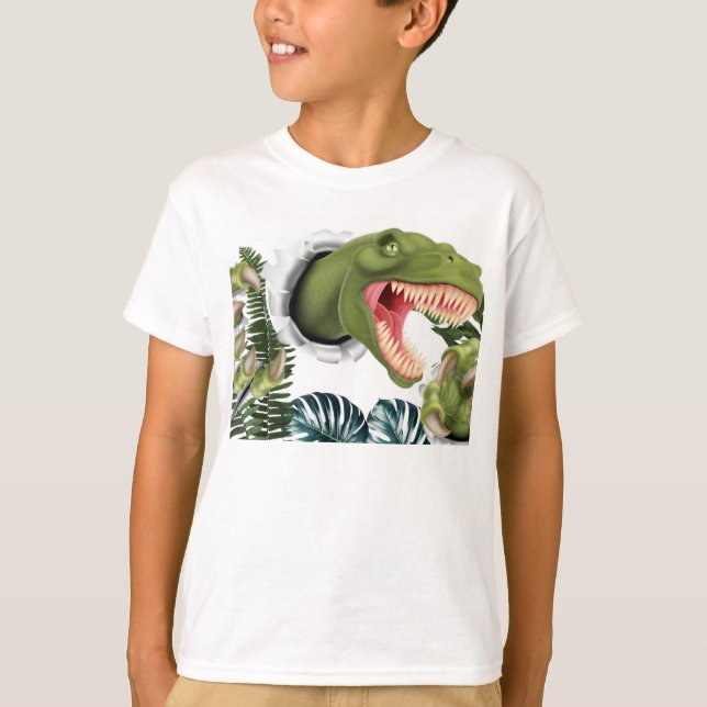 Camiseta Cumpleaños de Dinosaurio 3D (Anverso)