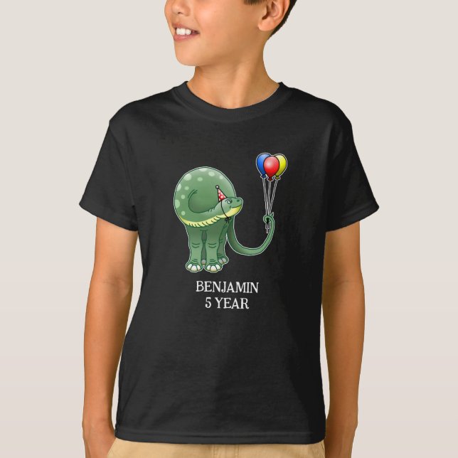 Camiseta Cumpleaños de dinosaurio con globos (Anverso)