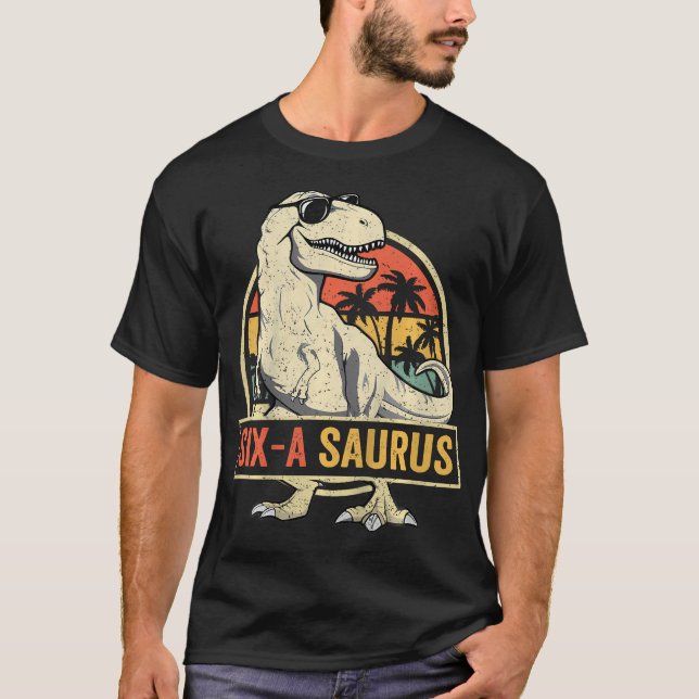 Camiseta Cumpleaños De Dinosaurio De 6 Años 6T Rex Dino Sei (Anverso)