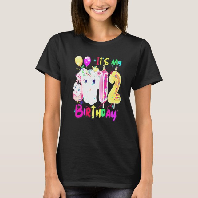 Camiseta Cumpleaños de Elefante Es Mi Cumpleaños 12 Chicas  (Anverso)