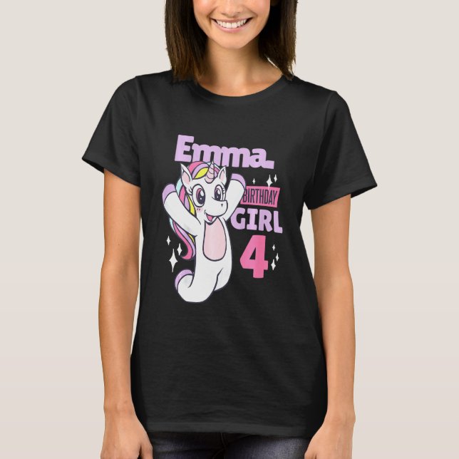Camiseta Cumpleaños de Emma para sus 4 años (Anverso)