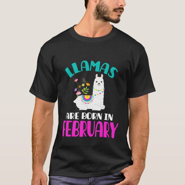 Camiseta Cumpleaños de Febrero de Llama (Anverso)