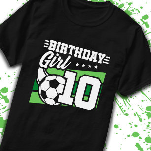 Camiseta Cumpleaños de Fútbol Chica de 10 años 10 cumpleaño