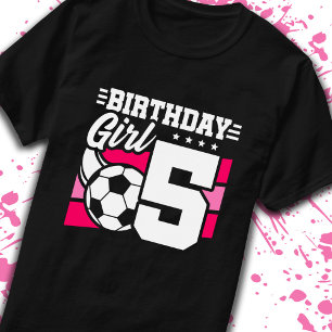 Camiseta Cumpleaños de Fútbol Chica de 5 años quinto cumple