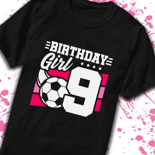 Camiseta Cumpleaños de Fútbol Chica de 9 años Noveno cumple