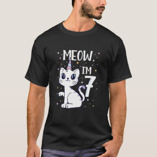 Camiseta Cumpleaños de gato 7 Meow Fiesta de cumpleaños de