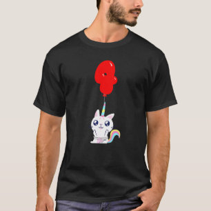 Camiseta Cumpleaños de gato unicornio lindo 4 años fiesta d