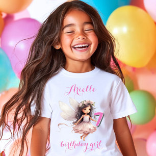 Camiseta Cumpleaños de hada de acuarela rosa de fantasía