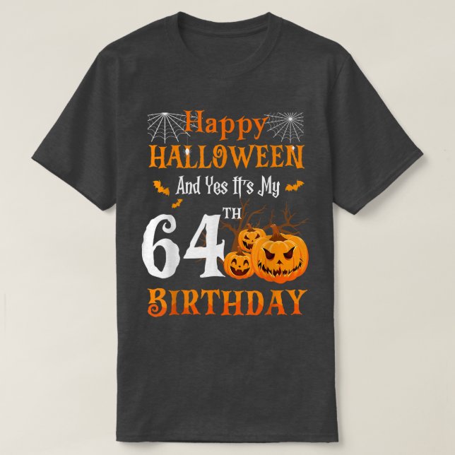 Camiseta Cumpleaños de Halloween 64 años Pump de Papa Nana  (Diseño del anverso)