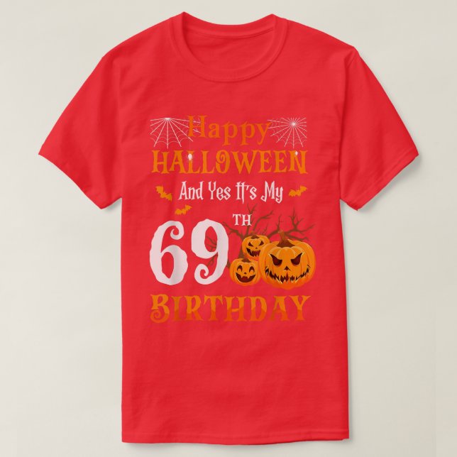 Camiseta Cumpleaños de Halloween 69 años Pump de Papa Nana  (Diseño del anverso)