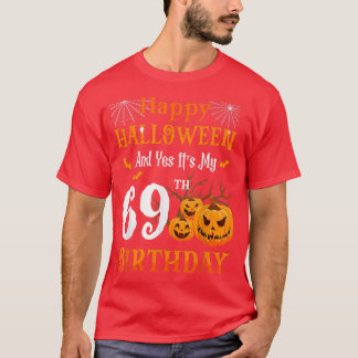 Camiseta Cumpleaños de Halloween 69 años Pump de Papa Nana 