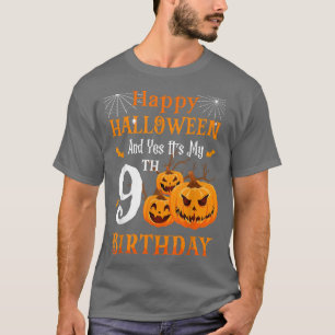 Camiseta Cumpleaños de Halloween 9 años Novena Fiesta Calab
