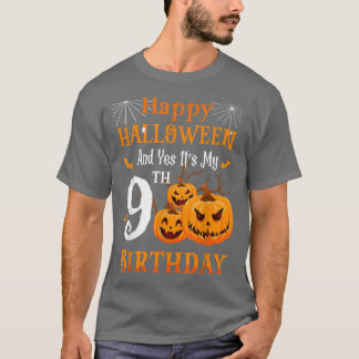 Camiseta Cumpleaños de Halloween 9 años Novena Fiesta Calab