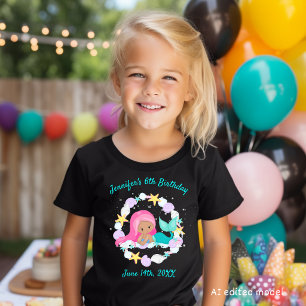 Camiseta Cumpleaños de Honor de Sirena Mágica Adorable