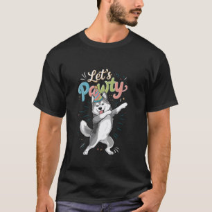 Camiseta Cumpleaños de Husky Let's Pawty Amante de los Perr