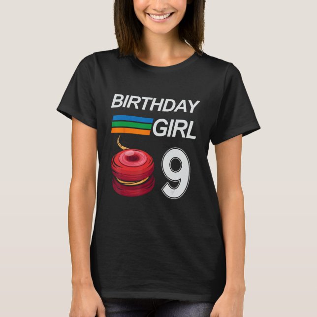 Camiseta Cumpleaños De Jóvenes De 9 Años Para Niños Chicas  (Anverso)