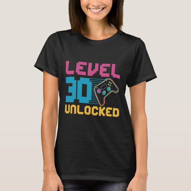 Camiseta Cumpleaños de juegos sin bloquear de nivel 30 (Anverso)