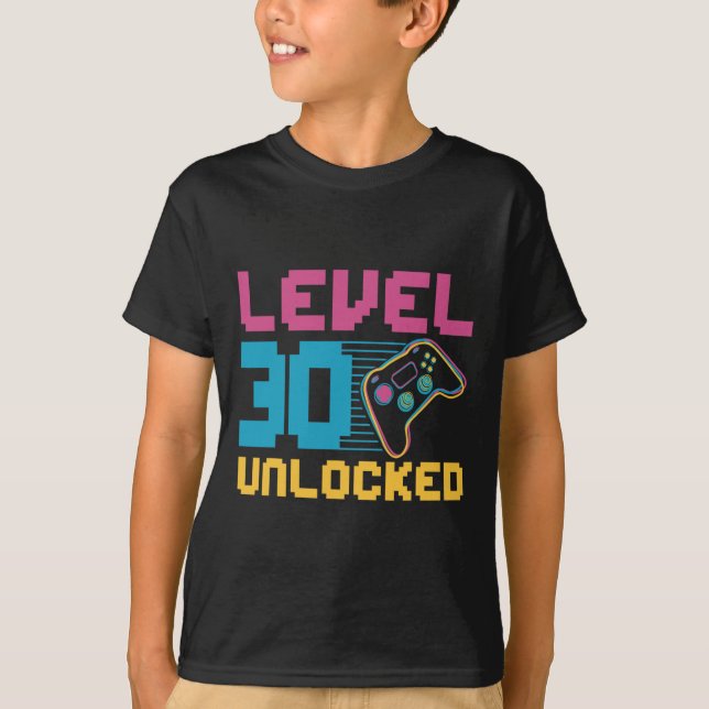 Camiseta Cumpleaños de juegos sin bloquear de nivel 30 (Anverso)
