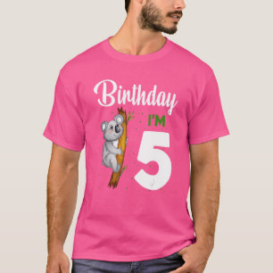 Camiseta Cumpleaños de Koala Quinto Chica de 5 años Koalas