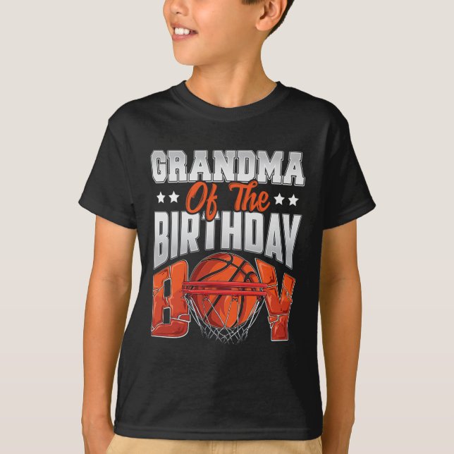 Camiseta cumpleaños de la abuela de baloncesto Boy Family B (Anverso)