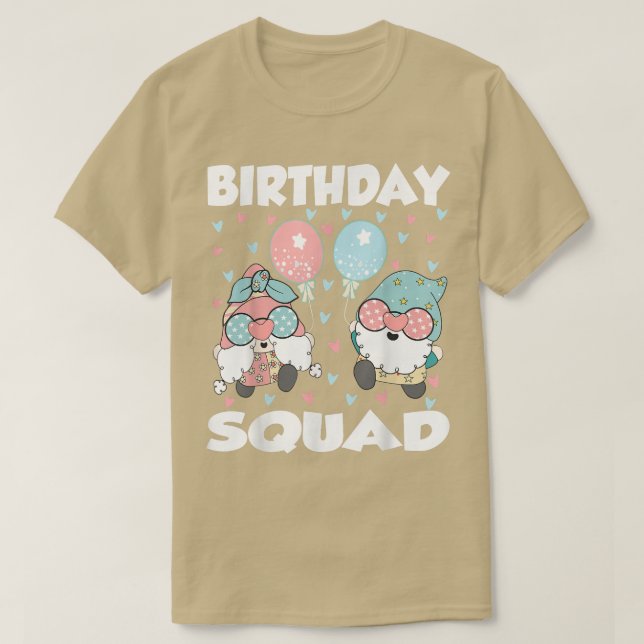 Camiseta Cumpleaños de la brigada de cumpleaños Cute Gnome (Diseño del anverso)
