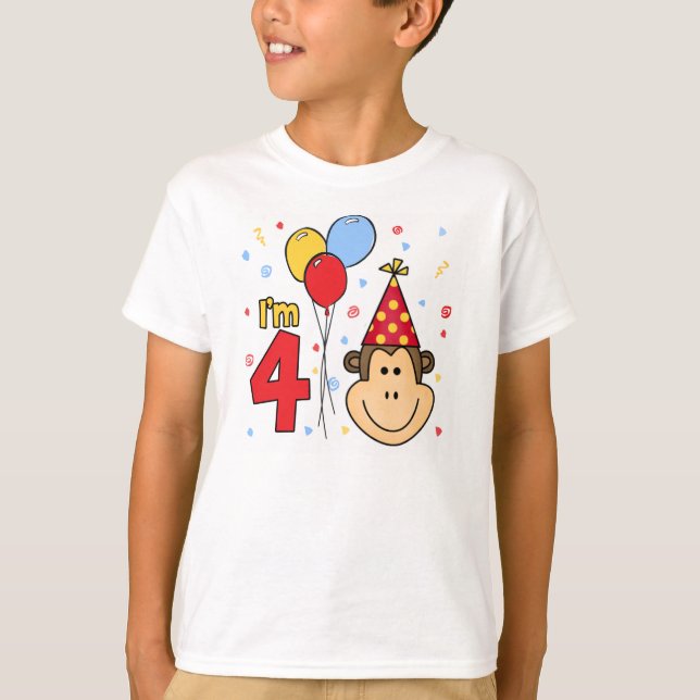 Camiseta Cumpleaños de la cara del mono 4to (Anverso)