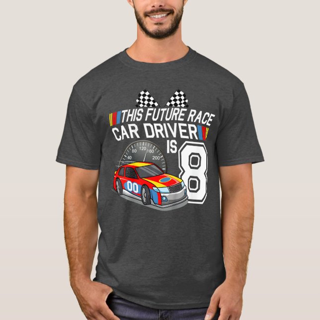 Camiseta Cumpleaños de la Carreras de Valores de 8 años Fie (Anverso)
