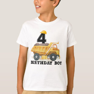 Camiseta Cumpleaños de la Construcción 4º Nacimiento Niño D