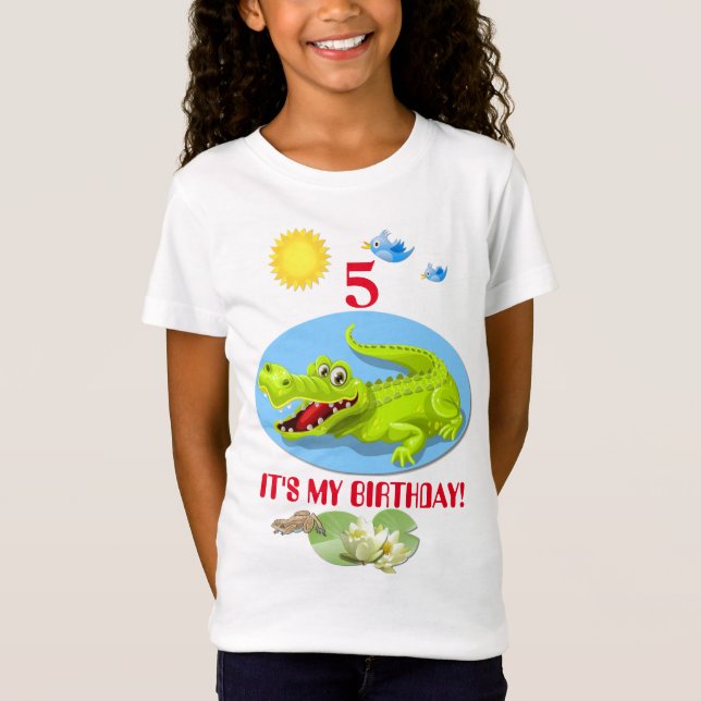 Camiseta Cumpleaños de la Edad de los Cocodrilos Sonrientes (Anverso)