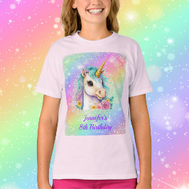 Camiseta Cumpleaños de la espuma arcoiris magra unicornio