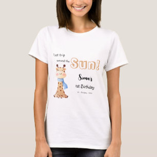 Camiseta Cumpleaños de la familia de jirafa bebé linda