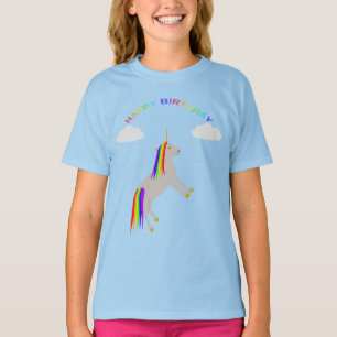 Camiseta Cumpleaños de la fantasía Unicornio Arcoiris y nub