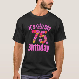 Camiseta Cumpleaños de la Flor de Cumpleaños de 75 Años Es 