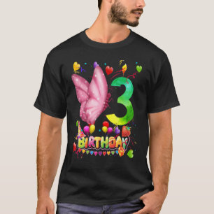 Camiseta Cumpleaños de la mariposa niños de 3 años 3 maripo