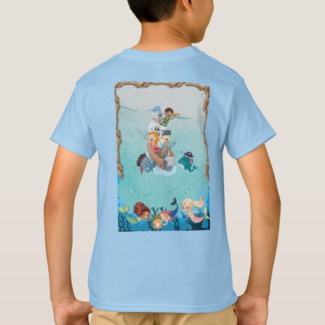 Camiseta Cumpleaños de la Pirata y la Sirena para los niños (Reverso)