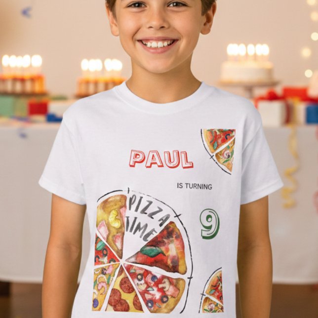 Camiseta Cumpleaños de la pizza acuarela (Subido por el creador)