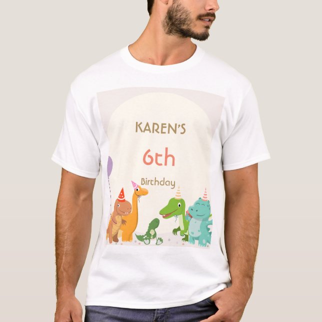 Camiseta Cumpleaños de la princesa dinosaurio caprichosa (Anverso)